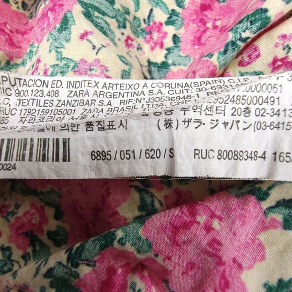 ZARA Cottagecore Voluminous Floral Print Cotton Poplin Babydoll Mini Dress Small - Picture 7 of 7